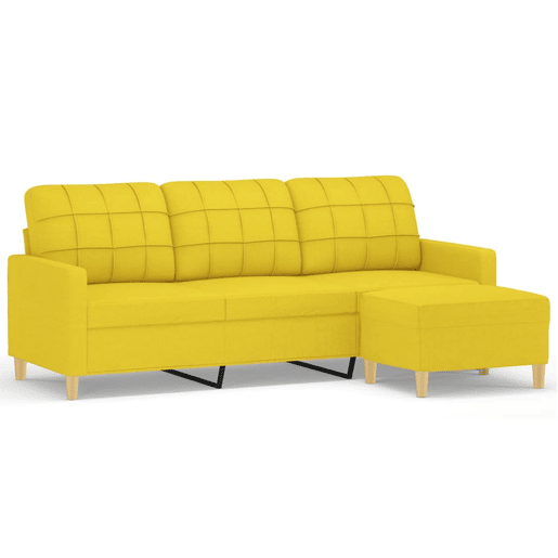 Sofá de 3 lugares - Sofá fixo com apoio de pés 180 cm tecido amarelo-claro