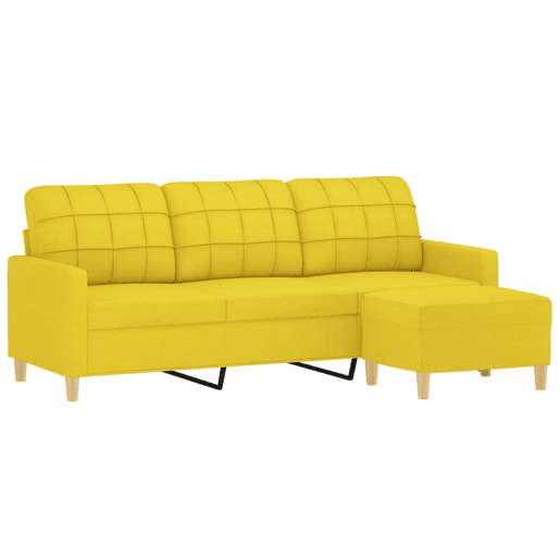 Sofá de 3 lugares - Sofá fixo com apoio de pés 180 cm tecido amarelo-claro