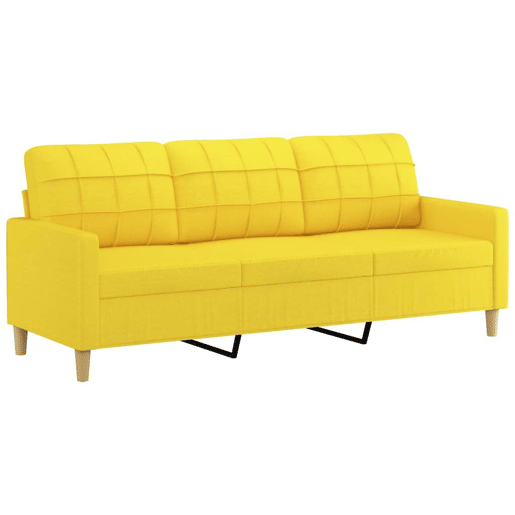 Sofá de 3 lugares - Sofá fixo com apoio de pés 180 cm tecido amarelo-claro