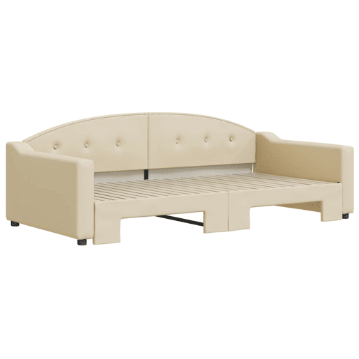 Sofá-cama, Sofá conversível com gavetão 100x200 cm tecido cor creme