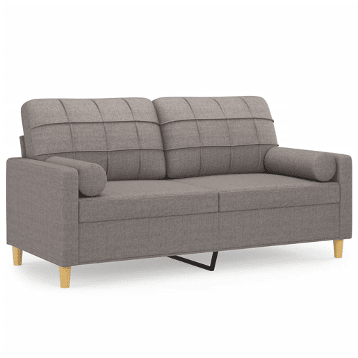 Sofá 2 lug. - Sofá fixo +almofadas decoração 140cm tecido cinza-acastanhado