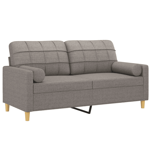 Sofá 2 lug. - Sofá fixo +almofadas decoração 140cm tecido cinza-acastanhado
