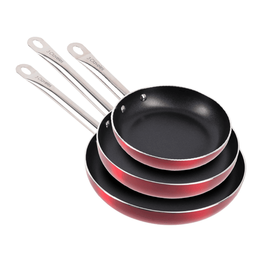 Conjunto de 3 frigideiras Ø20Ø24Ø28cm em alumínio prensado com revestimento antiaderente 3Claveles
