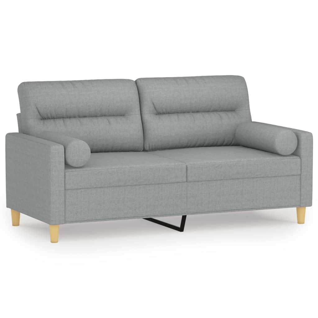 Sofá de 2 plazas - sofá de salón con cojines tela gris claro 140 cm