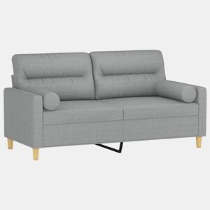 Sofá 2 lugares, Sofá fixo + almofadas decorativas 140cm tecido cinza-claro