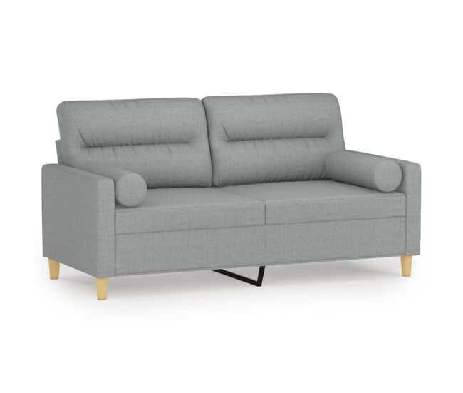 Sofá de 2 plazas - sofá de salón con cojines tela gris claro 140 cm