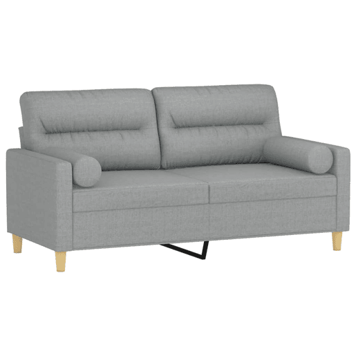 Sofá 2 lugares, Sofá fixo + almofadas decorativas 140cm tecido cinza-claro