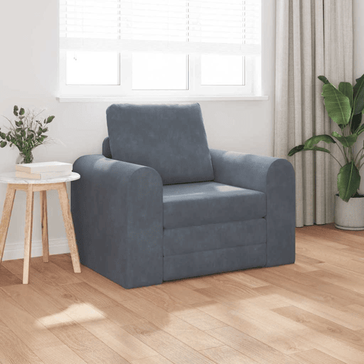 Sofá-cama, Sofá conversível Cinza Escuro 98 x 71 x 83 cm Veludo