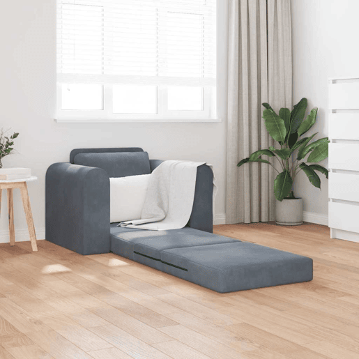 Sofá-cama, Sofá conversível Cinza Escuro 98 x 71 x 83 cm Veludo