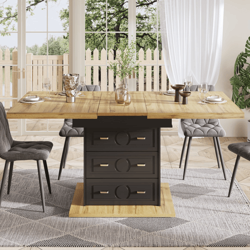 Mesa extensÃvel 110x80x75 cm - Aumento até 140 cm - Para 6 pessoas - Madeira natural Mesa extensÃvel 110x80x75 cm - Aumento até 140 cm - Para 6 pessoas - Madeira natural