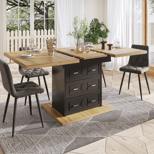 Mesa extensÃvel 110x80x75 cm - Aumento até 140 cm - Para 6 pessoas - Madeira natural Mesa extensÃvel 110x80x75 cm - Aumento até 140 cm - Para 6 pessoas - Madeira natural