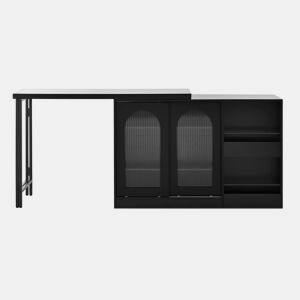 Mesa de bar moderna 121,5 x 40 cm - Extensível, giratória em 360°, com arrumação - Preto