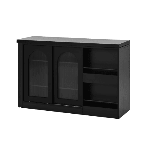 Mesa de bar moderna 121,5 x 40 cm - Extensível, giratória em 360°, com arrumação - Preto