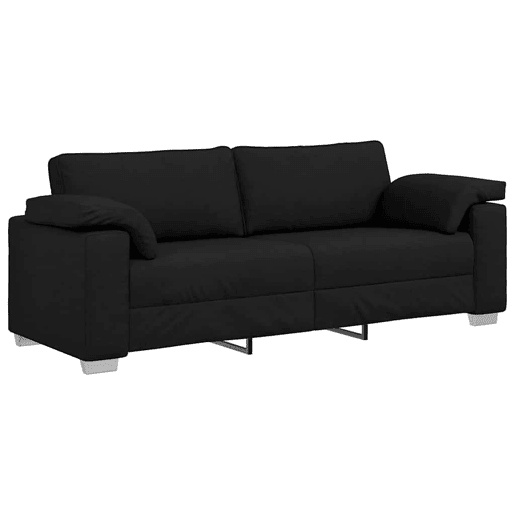 Sofá 3 lugares, Sofá fixo Preto 219 x 77 x 82 cm tecido