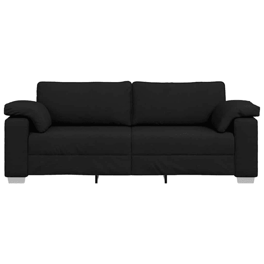 Sofá 3 lugares, Sofá fixo Preto 219 x 77 x 82 cm tecido