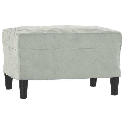 Sofá de 3 lugares - Sofá fixo com apoio de pés 180 cm veludo cinzento-claro Sofá de 3 lugares - Sofá fixo com apoio de pés 180 cm veludo cinzento-claro