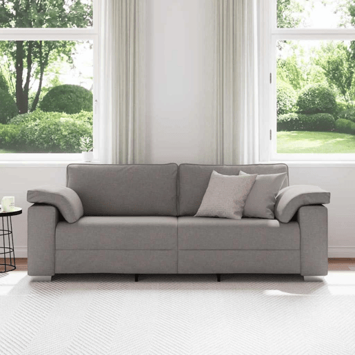 Sofá 3 lugares, Sofá fixo Cinzento-acastanhado 219 x 77 x 82 cm tecido Sofá 3 lugares, Sofá fixo Cinzento-acastanhado 219 x 77 x 82 cm tecido
