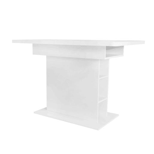 Mesa extensível + retangular - com arrumação, multifuncional, em ferro, branca