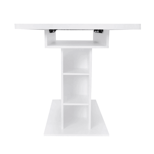Mesa extensível + retangular - com arrumação, multifuncional, em ferro, branca