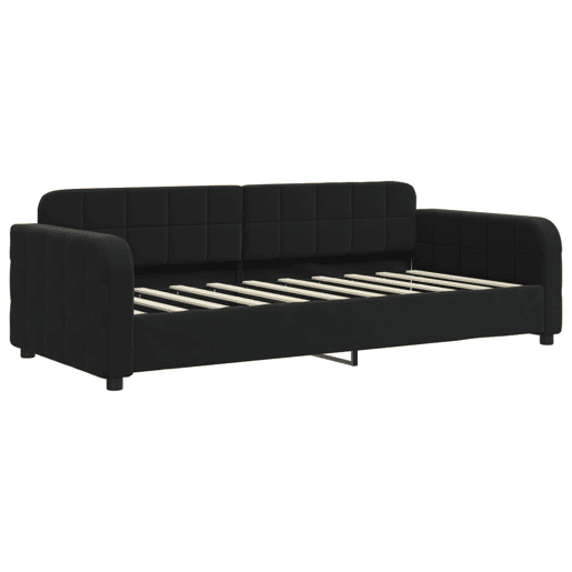 Sofá-cama, Sofá conversível com gavetão e gavetas 90x190 cm veludo preto Sofá-cama, Sofá conversível com gavetão e gavetas 90x190 cm veludo preto