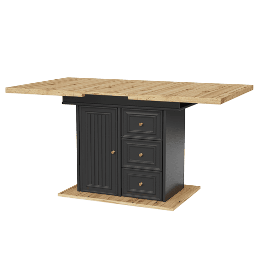 Mesa extensível 110x80x75 cm - Adequada para sala de jantar, cozinha ou terraço - Madeira natural