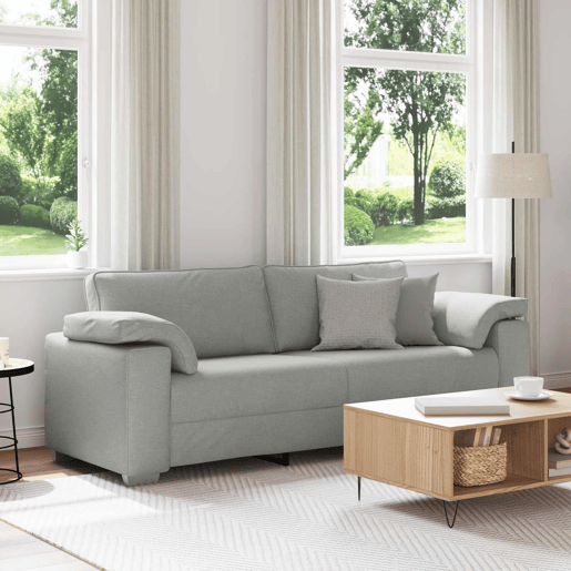 Sofá 3 lugares, Sofá fixo Cinza Nuvem 219 x 77 x 82 cm tecido