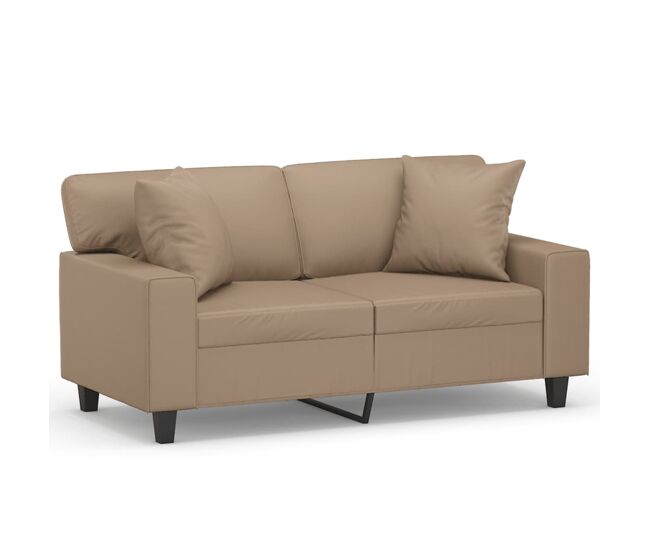 Sofá de 2 plazas - sofá de salón con cojines cuero sintético capuchino 120 cm