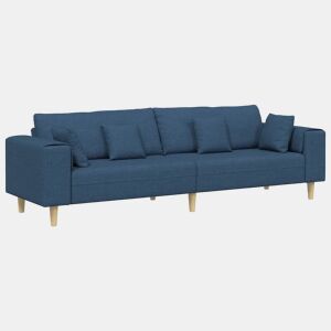 Sofá 3 lugares, Sofá fixo de Tecido com almofada Azul 208 cm tecido