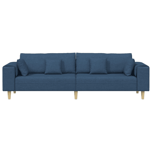 Sofá 3 lugares, Sofá fixo de Tecido com almofada Azul 208 cm tecido Sofá 3 lugares, Sofá fixo de Tecido com almofada Azul 208 cm tecido