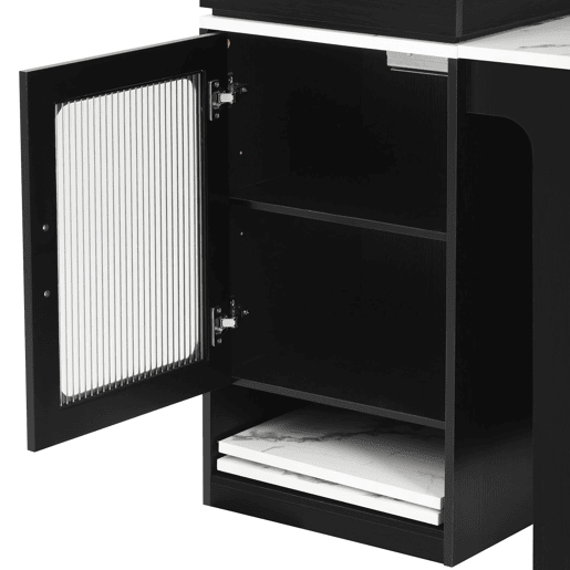 Ilha de cozinha com rodas - Mesa extensível com tampo removível e tomadas - Branco+Preto