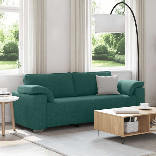 Sofá 3 lugares, Sofá fixo Verde Escuro 219 x 77 x 82 cm tecido