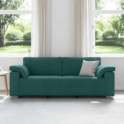 Sofá 3 lugares, Sofá fixo Verde Escuro 219 x 77 x 82 cm tecido