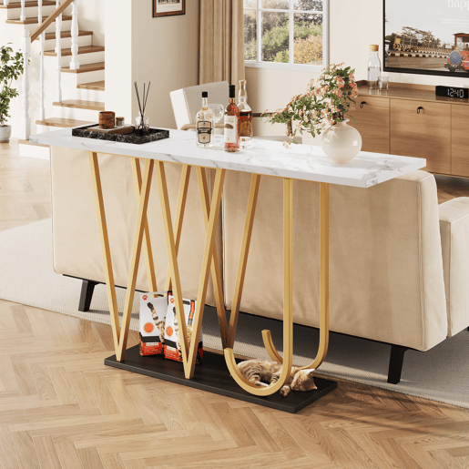 Mesa de jantar 120x29,5x80 cm - Mesa de cozinha, mesa de varanda, superfície com efeito mármore - Branca
