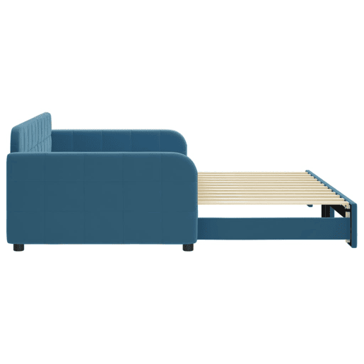 Sofá-cama, Sofá conversível com gavetão 100x200 cm veludo azul