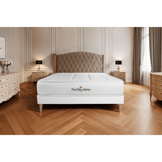 Conjunto de Estrado Branco + Colchão ROYAL PALACE BEDDING Balmoral (135x210 cm - Espuma Viscoelástica- Altura: 24 cm)