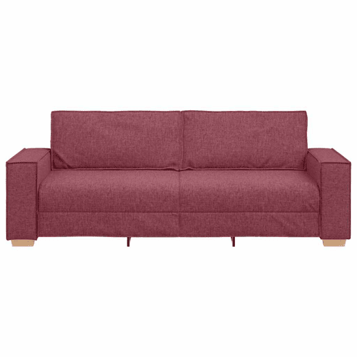 Sofá de 3 lugares - Sofá fixo cor vinho 180 cm tecido