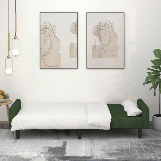 Sofá-cama, Sofá conversível de 2 lugares veludo verde-escuro