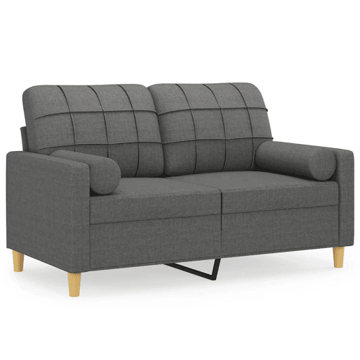 Sofá 2 lugares, Sofá fixo +almofadas decorativas 120cm tecido cinza-escuro