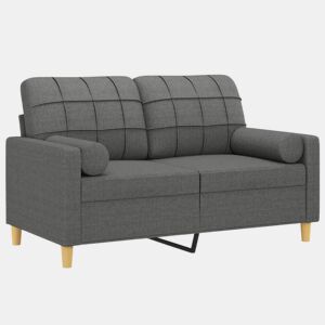 Sofá 2 lugares, Sofá fixo +almofadas decorativas 120cm tecido cinza-escuro