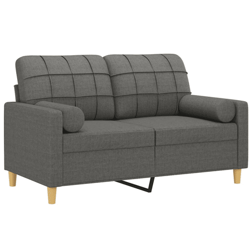 Sofá 2 lugares, Sofá fixo +almofadas decorativas 120cm tecido cinza-escuro