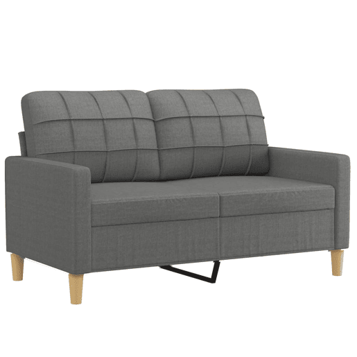 Sofá 2 lugares, Sofá fixo +almofadas decorativas 120cm tecido cinza-escuro