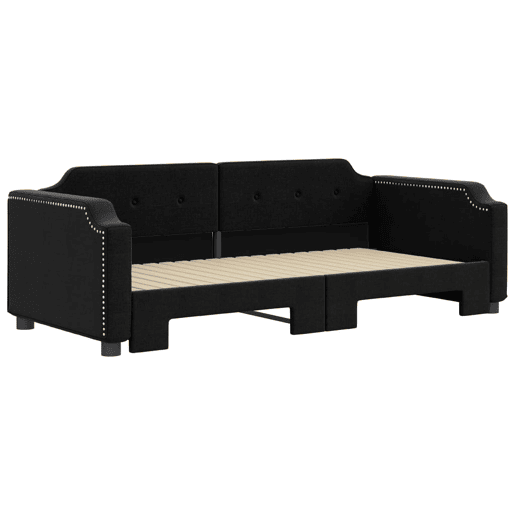 Sofá-cama, Sofá conversível com gavetão 90x190 cm tecido preto