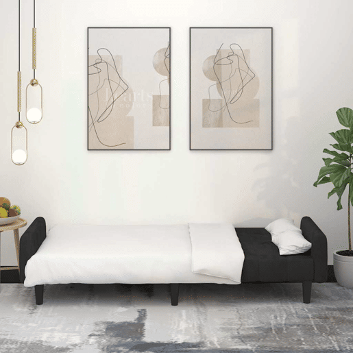 Sofá-cama, Sofá conversível de 2 lugares veludo preto