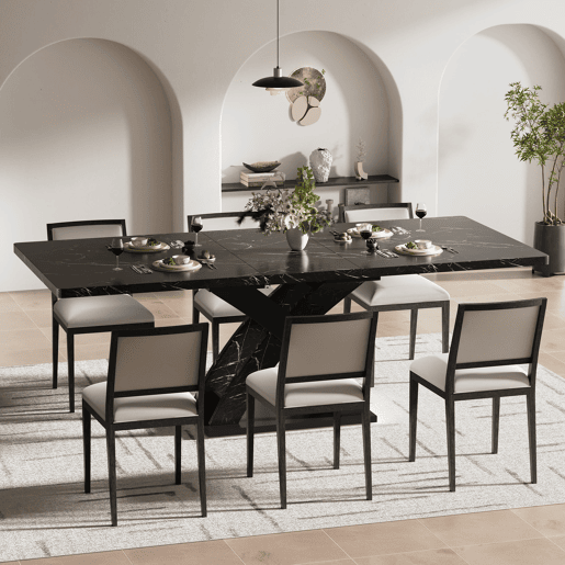 Mesa extensível 120-160 cm - Mesa de jantar, mesa de cozinha, mesa de varanda, madeira, para 6 pessoas - Preto