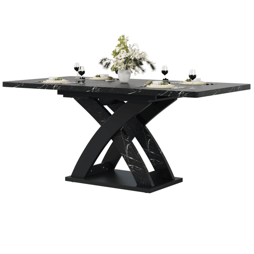 Mesa extensível 120-160 cm - Mesa de jantar, mesa de cozinha, mesa de varanda, madeira, para 6 pessoas - Preto