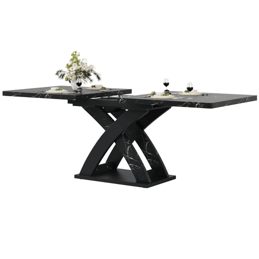 Mesa extensível 120-160 cm - Mesa de jantar, mesa de cozinha, mesa de varanda, madeira, para 6 pessoas - Preto