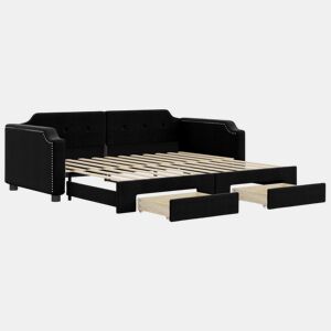Sofá-cama, Sofá conversível com gavetão e gavetas 90x190 cm tecido preto
