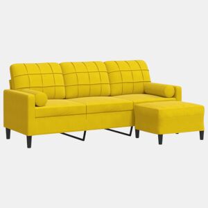 Sofá de 3 lugares - Sofá fixo com apoio de pés 180 cm veludo amarelo