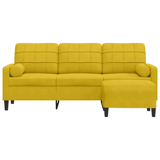 Sofá de 3 lugares - Sofá fixo com apoio de pés 180 cm veludo amarelo