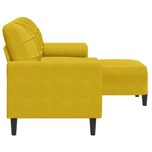 Sofá de 3 lugares - Sofá fixo com apoio de pés 180 cm veludo amarelo
